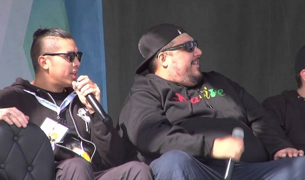 Ryan McMahon with surprise guest Adam Beach on the Red Man Laughing podcast live at the North American Indigenous Games 2014.