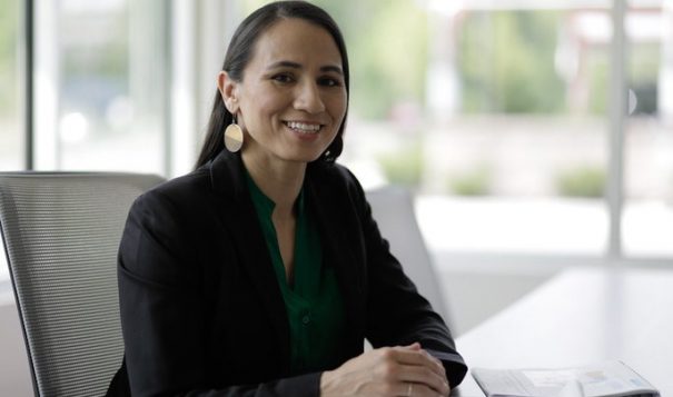Sharice Davids campaigns for the Democratic nomination in Kansas' 3rd congressional district. 