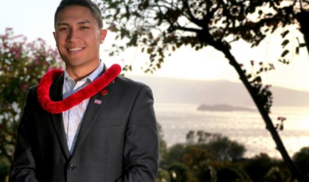 Kaniela Ing campaigns on Indigenous values. (Campaign photo via Facebook).
