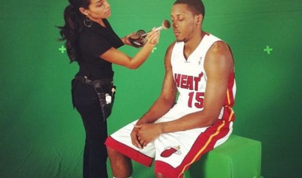 Angelica Chrysler works on the NBA's Miami Heat basketball player. (Photo Courtesy of Angelica Chrysler)