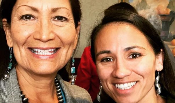 The first in Congress? Candidates Deb Haaland, New Mexico, and Sharice Davids, Kansas. (Twitter photo)