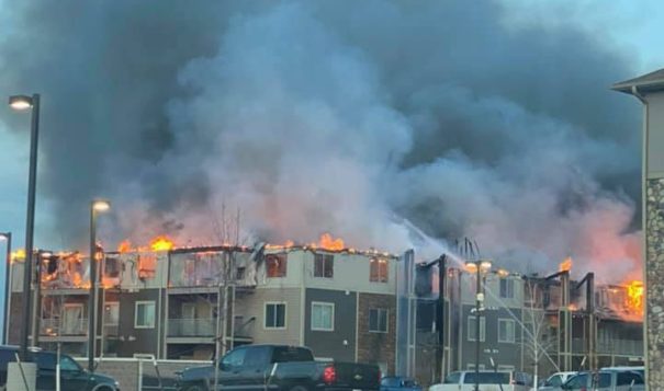 An Easter Sunday fire raged through Hawk Estates Building 2 in New Town, N.D. on the Fort Berthold Reservation.