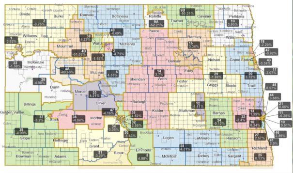 Proposed new district boundaries created by the North Dakota Redistricting Committee would create subdistricts for the Fort Berthold and Turtle Mountain reservations. HB 1504 cleared the House on Tuesday. It goes to the Senate floor Wednesday.