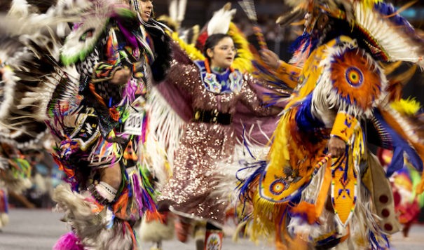 A fancy dance kicks off programming for the Denver March Powwow at the Denver Coliseum. March 18, 2022.