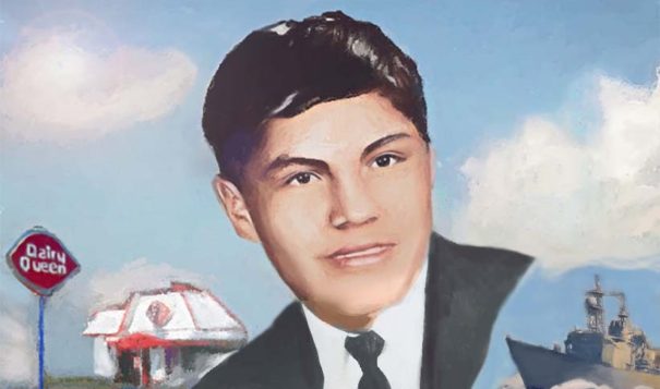 The illustration of Richard Schwartz was composed from a photo from his 1969 senior photo in the Terry High School yearbook.