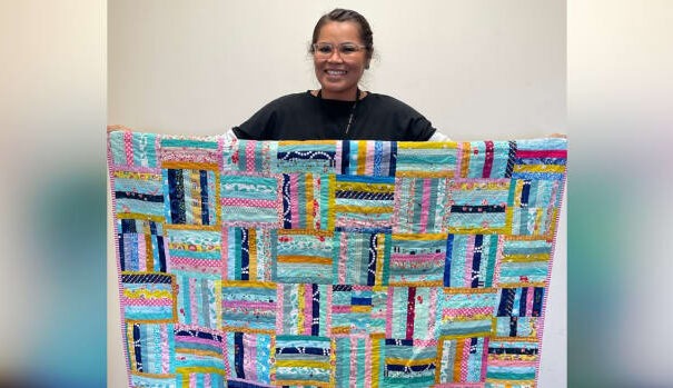 December's quilt entitled:"Full of Color Stripes." Photo courtesy of Native Health)