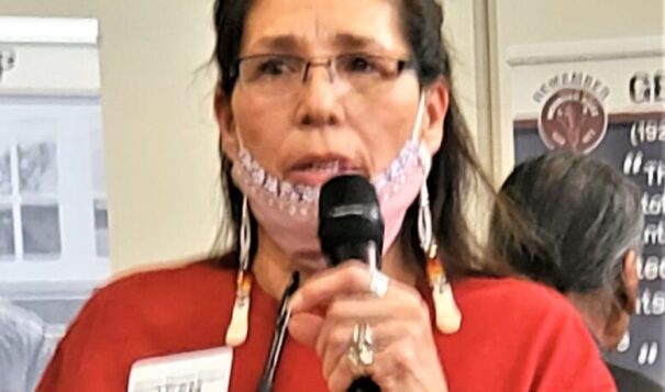 Marcella Gilbert, Warrior Women Project leader, is master of ceremonies 50 years after 1973 Wounded Knee occupation. 