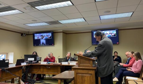 Montana Rep. Jonathan Windy Boy, Democrat, speaks to the Senate Education and Cultural Resources committee on March 31 discussing his Indian Education for All bill. (Photo courtesy Lance FourStar, Montana American Indian Caucus director)