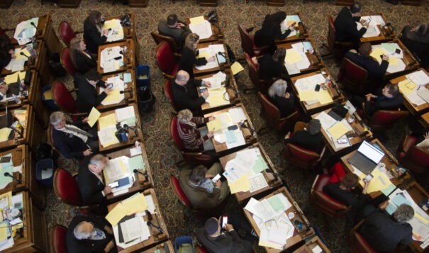 The Montana House of Representatives meets during a floor session on Thursday, Jan. 26. The number of constituents each House member represents varies from approximately 9,200 people to nearly 18,000 people. Credit: Samuel Wilson / Bozeman Daily Chronicle