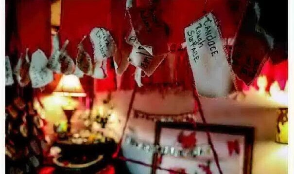 Names of Missing and Murdered Indigenous Women hang inside the Red Ribbon Skirt Societies Center for Healing Prayer and Remembrance at the Racing Magpie in Rapid City. (Photo by Adam Fondren, Rapid City Journal Staff)