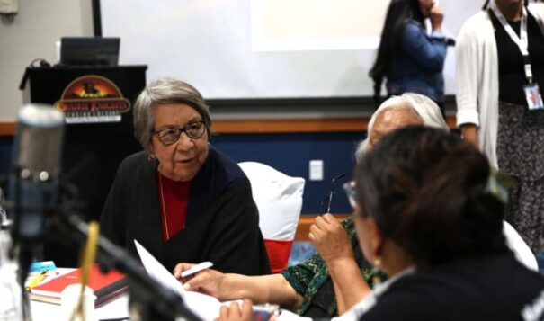 Shirley Murphy joins Native American elders from across South Dakota who traveled to the Prairie Knights Casino on the Standing Rock Indian Reservation to record their memories and the Lakota language for Thunder Valley CDC. (Makenzie Huber/South Dakota Searchlight)
