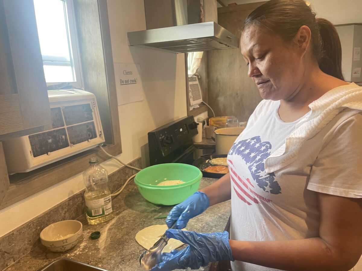 One of Natasha Eagleman’s favorite ways to contribute to the shelter is by connecting with her peers while making her mother-in-law’s fry bread recipe. Photo Credit/Adrianna Adame

