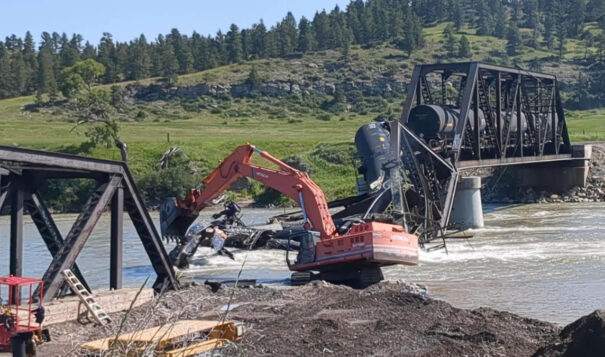 Heavy equipment operators work at the site of a Montana Rail Link train derailment on June 29, 2023. Credit: Courtesy U.S. Environmental Protection Agency