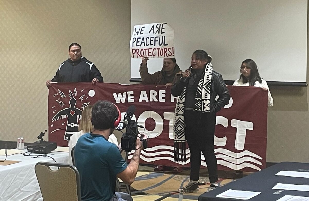 Local residents addressed the U.S. Army Corps of Engineers to oppose the Dakota Access Pipeline during a set of two public hearings at the Bismarck Radisson Hotel on Nov. 1 and 2.  Photo credit/ Adrianna Adame