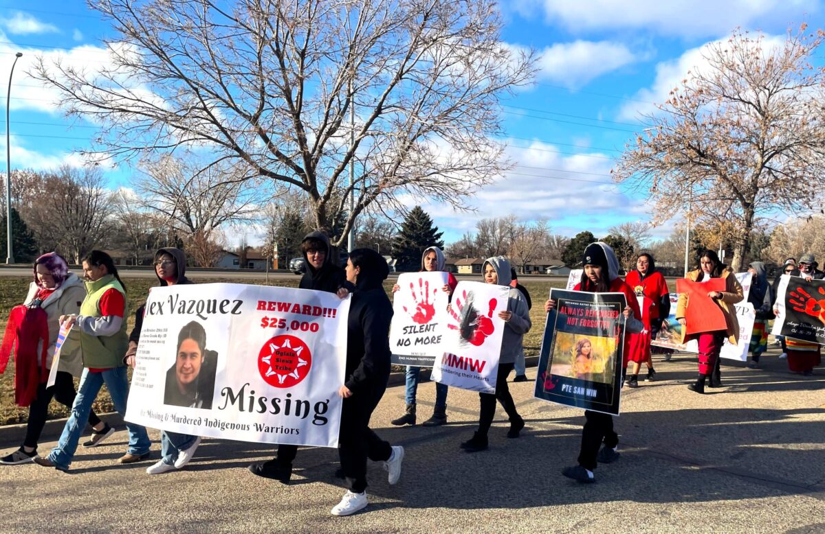 Friends and family of Missing and Murdered Indigenous Relatives walked for a mile and a half to spread awareness during the Human Trafficking Walk on Nov. 30. Photo credit/ Adrianna Adame