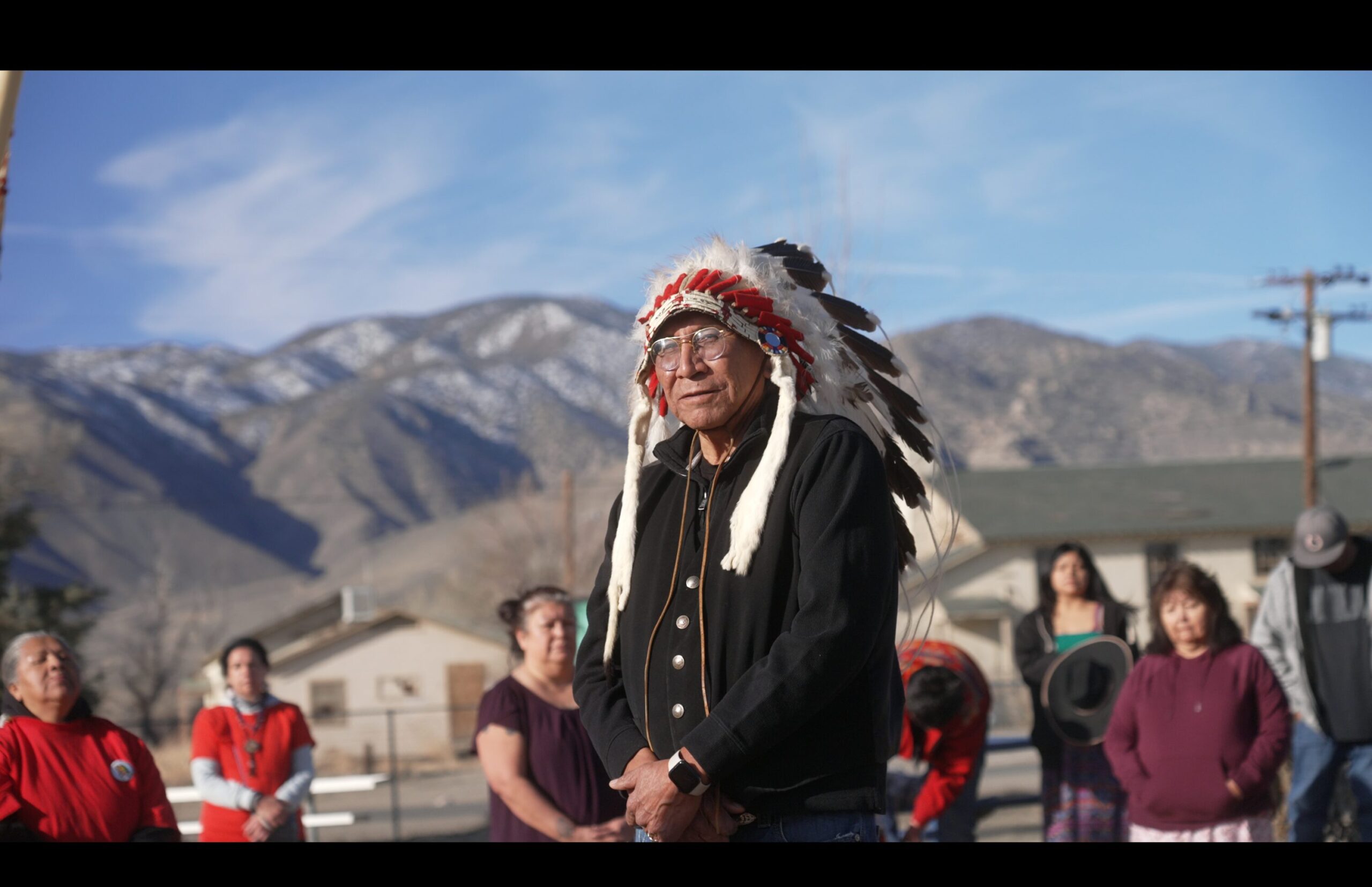 "I'm happy to be a part of this sacred time, when our people are coming back together," said Chief Arvol Looking Horse, 19th keeper of the Sacred White Buffalo Calf Pipe and Bundle, in his opening comments for the Third Annual Prayer Horse Ride on March 17. Photo credit/River Akemann