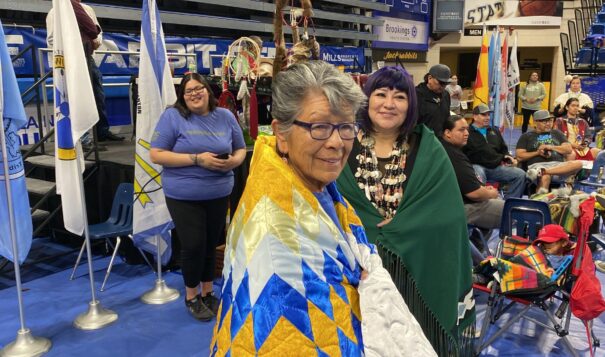 Bev Warne was honored for her contributions to nursing during the SDSU powwow in 2023. (Photo Courtesy of Jim Warne)
